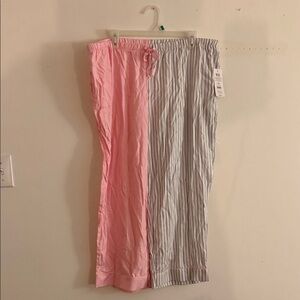 Pink and Gray Striped Pajama Pants